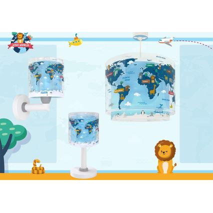 Dalber 40679 - Lámpara de pared infantil WORLD 1xE27/15W/230V azul