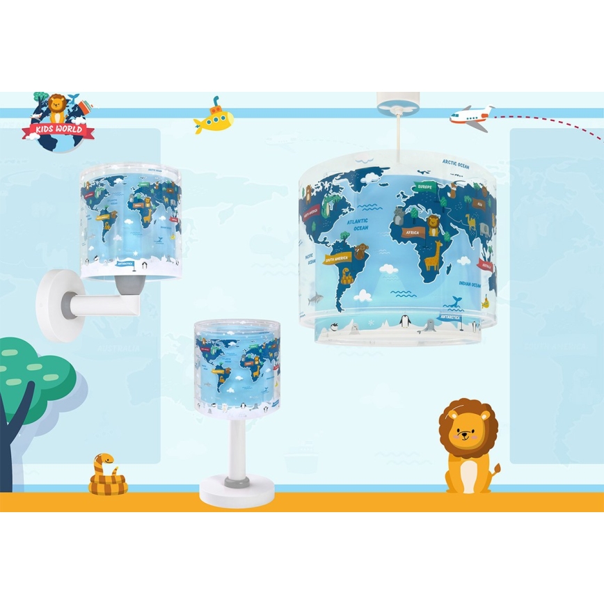 Dalber 40679 - Lámpara de pared infantil WORLD 1xE27/15W/230V azul