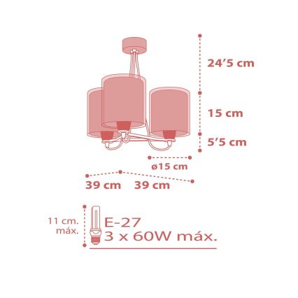 Dalber 41007S - Lámpara colgante infantil DOTS 3xE27/60W/230V
