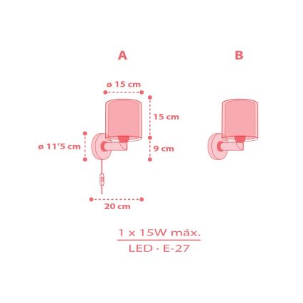 Dalber 41199 - Lámpara de pared infantil RAINBOW 1xE27/15W/230V multicolor