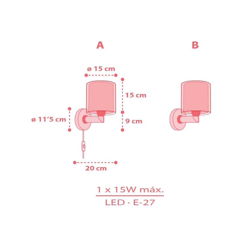 Dalber 41199 - Lámpara de pared infantil RAINBOW 1xE27/15W/230V multicolor