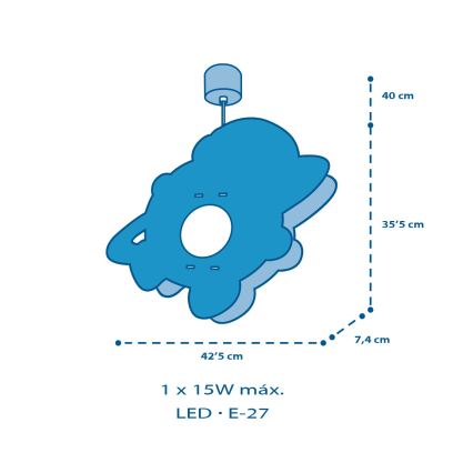 Dalber 41347 - Lámpara colgante infantil ASTRONAUT 1xE27/15W/230V