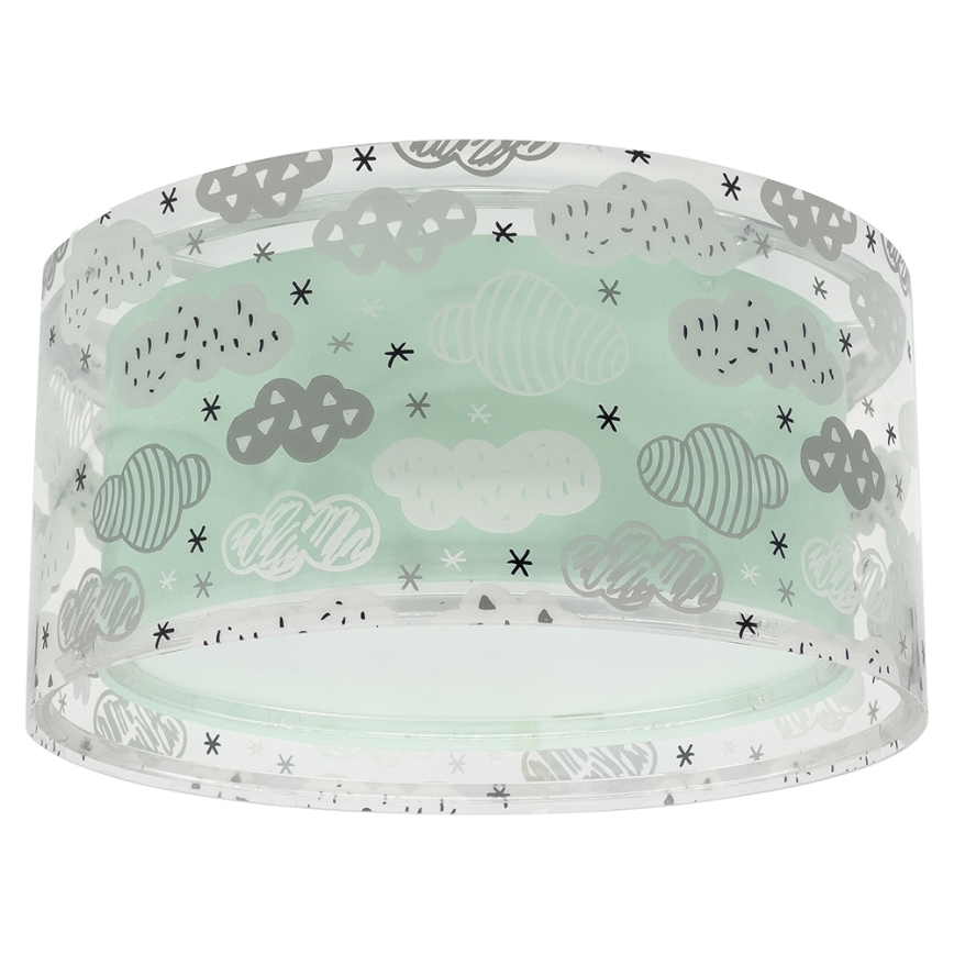 Dalber 41416H - Plafón infantil CLOUDS 2xE27/60W/230V verde