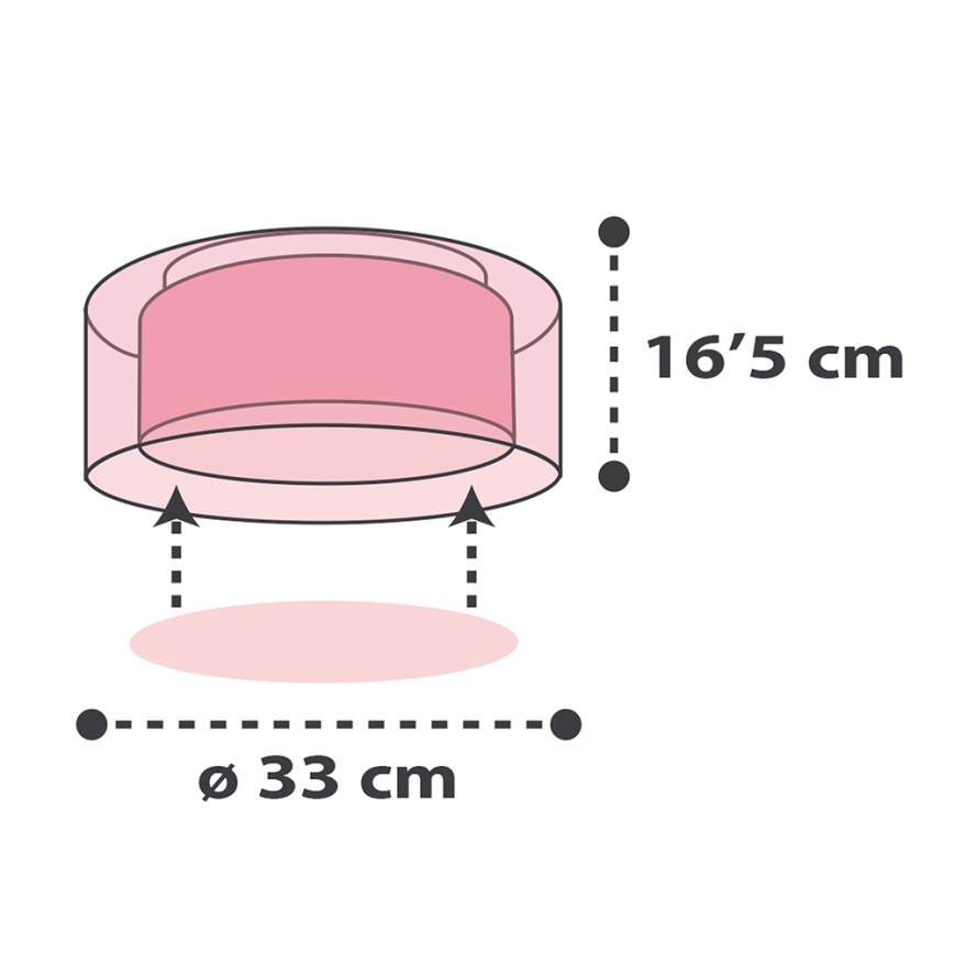 Dalber 41416S - Plafón infantil CLOUDS 2xE27/60W/230V rosa