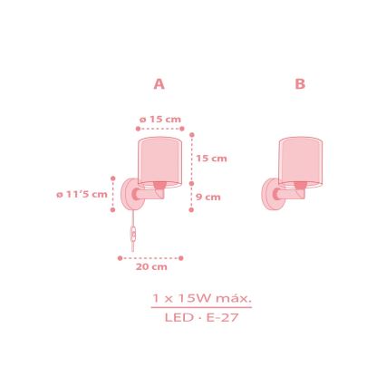 Dalber 41579S - Lámpara de pared infantil BABY TEDDY 1xE27/15W/230V rosa