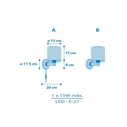 Dalber 41579T - Lámpara de pared infantil BABY TEDDY 1xE27/15W/230V azul