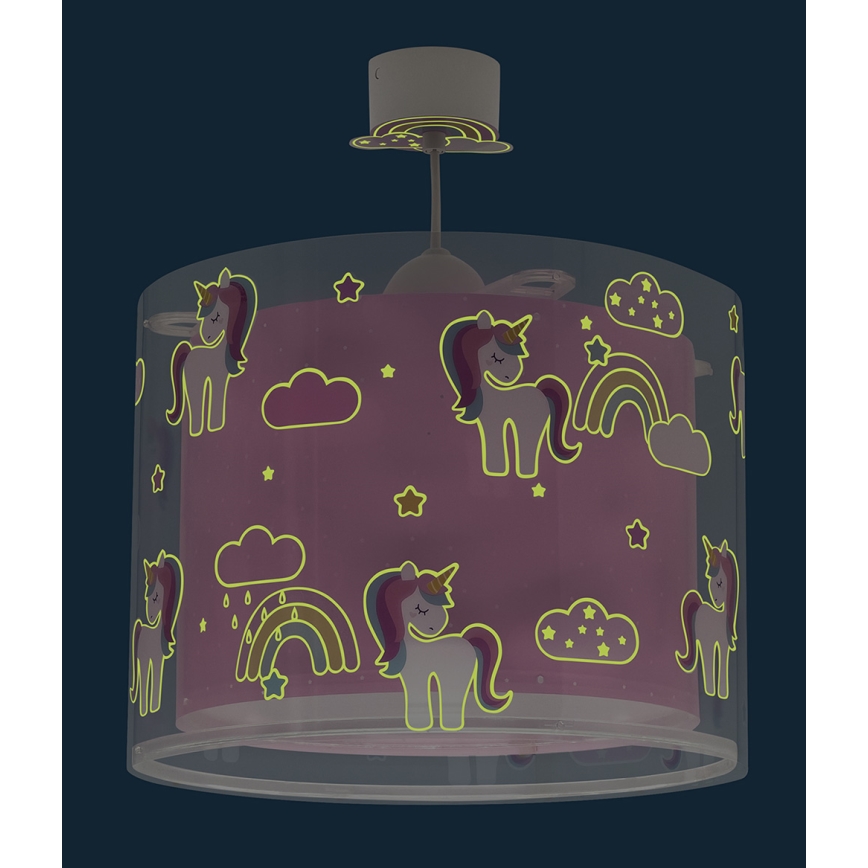 Dalber 41592 - Lámpara colgante infantil UNICORNS 1xE27/60W/230V