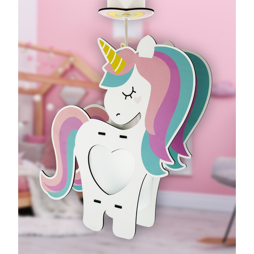 Dalber 41597 - Lámpara colgante infantil UNICORN 1xE27/15W/230V