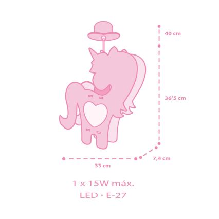 Dalber 41597 - Lámpara colgante infantil UNICORN 1xE27/15W/230V