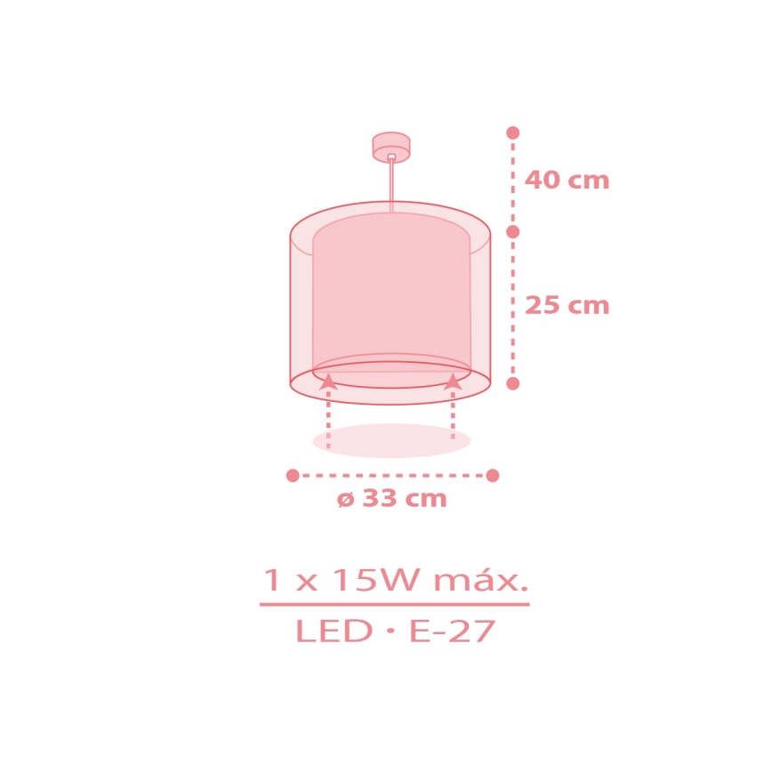 Dalber 41762S - Lámpara de techo infantil KAWAII FRIENDS 1xE27/15W/230V rosa