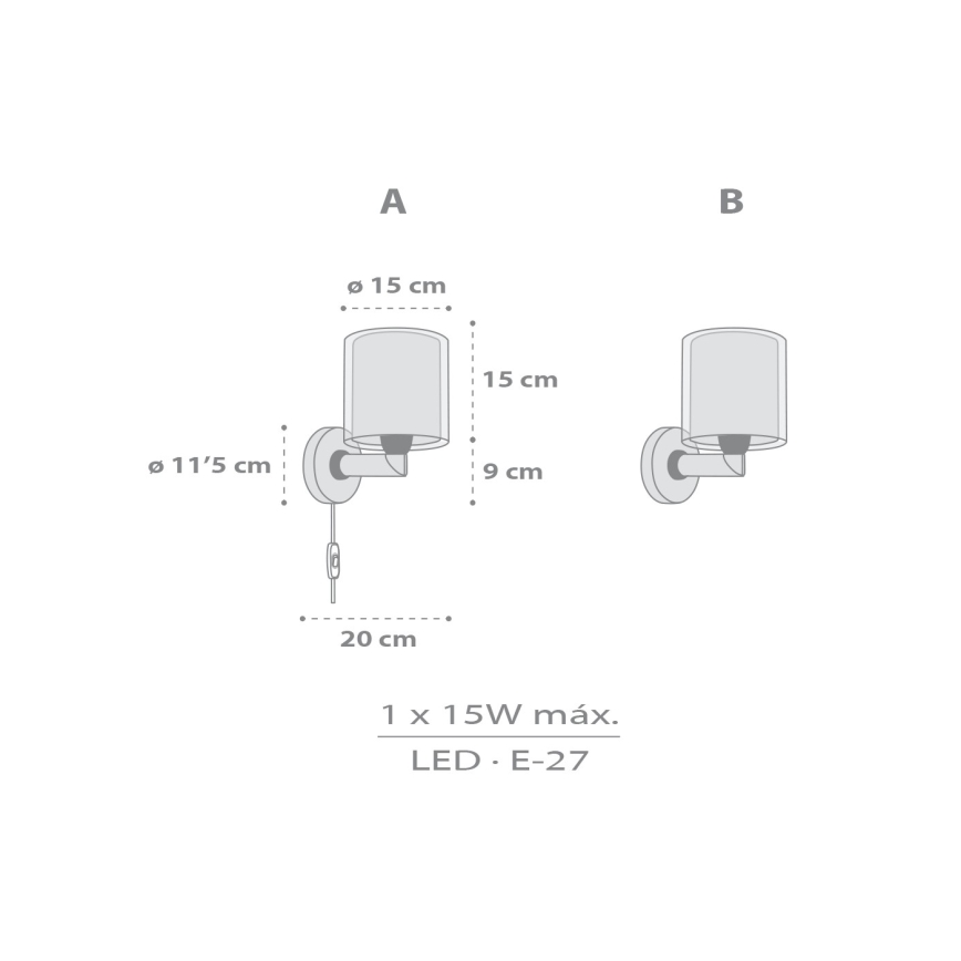 Dalber 41769E - Lámpara de pared infantil KAWAII FRIENDS 1xE27/15W/230V gris