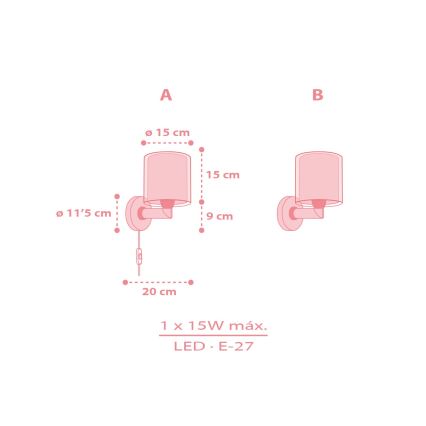 Dalber 41769S - Lámpara de pared infantil KAWAII FRIENDS 1xE27/15W/230V rosa