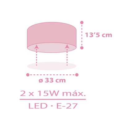 Dalber 42006S - Plafón infantil COLOR LIGHT 2xE27/15W/230V rosa