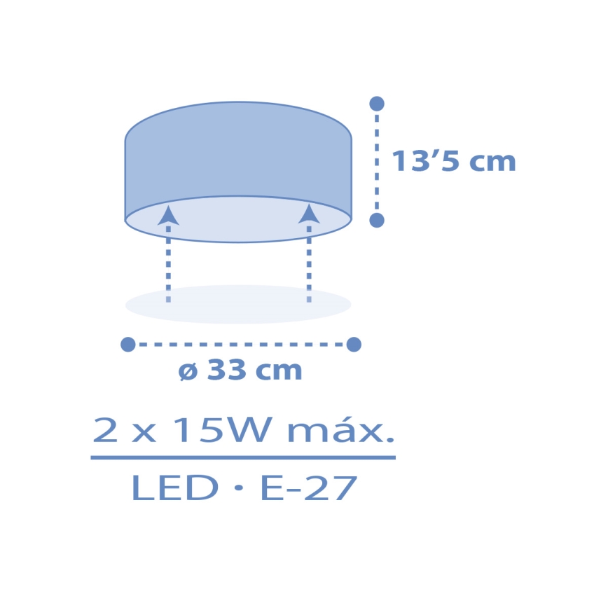 Dalber 42006T - Plafón infantil COLOR LIGHT 2xE27/15W/230V azul