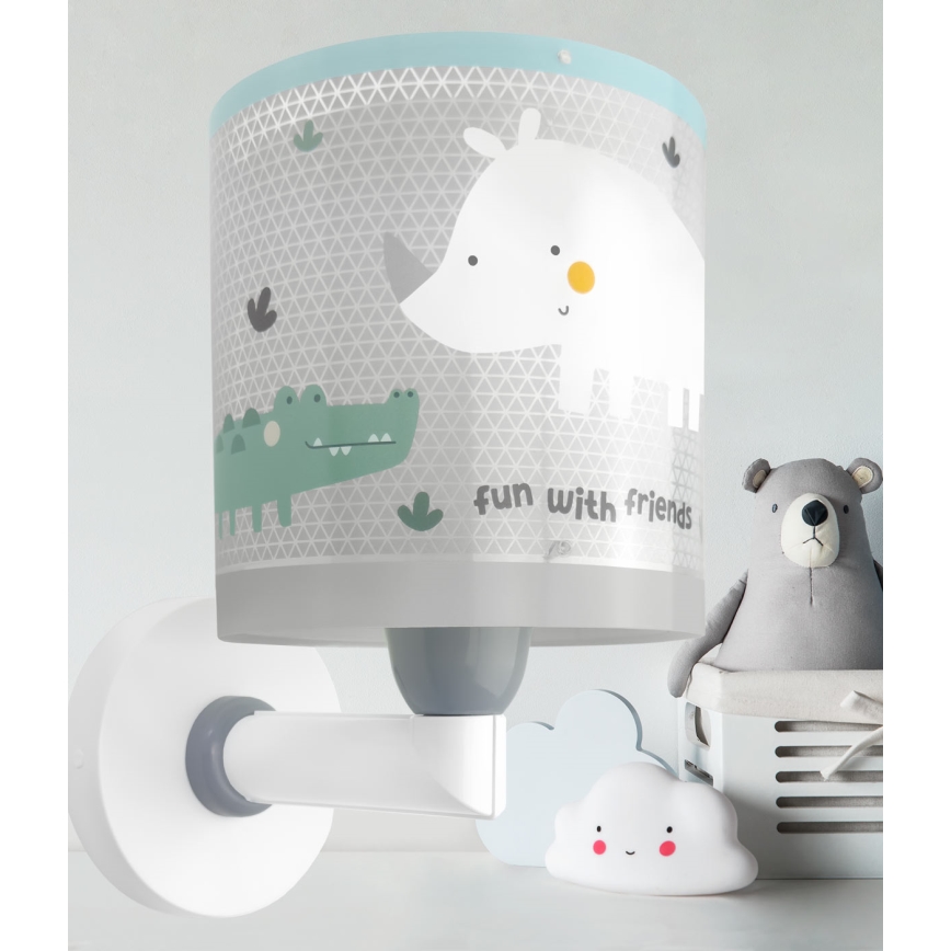 Dalber 60629 - Aplique de pared infantil RHICO AND CROCO 1xE27/15W/230V