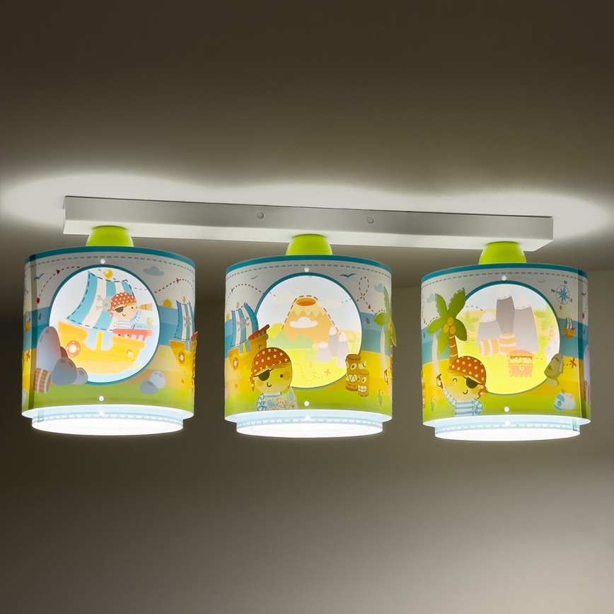 Dalber 60653 - Plafón infantil PIRATA ISLAND 3xE27/15W/230V
