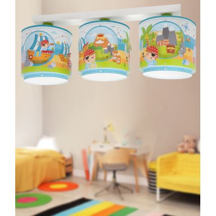 Dalber 60653 - Plafón infantil PIRATA ISLAND 3xE27/15W/230V