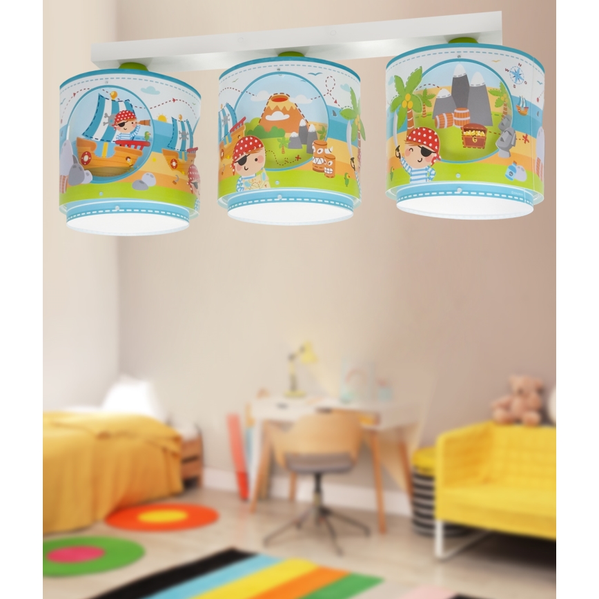 Dalber 60653 - Plafón infantil PIRATA ISLAND 3xE27/15W/230V