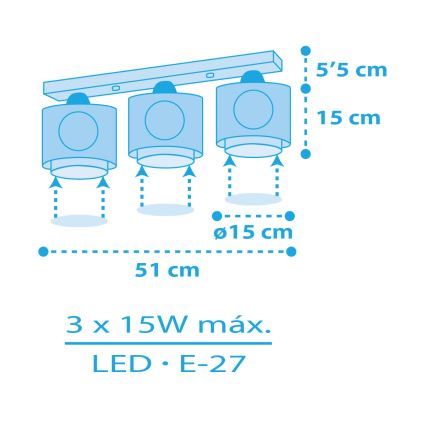 Dalber 60653 - Plafón infantil PIRATA ISLAND 3xE27/15W/230V