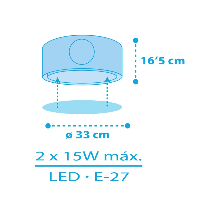 Dalber 60656 - Plafón infantil PIRATA ISLAND 2xE27/15W/230V