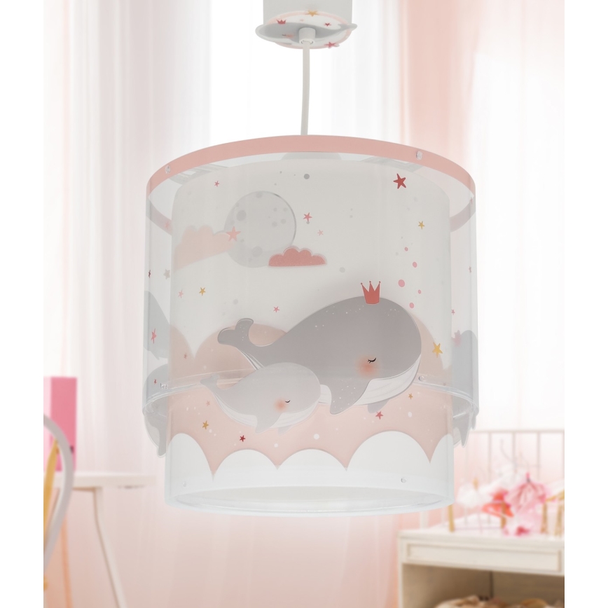 Dalber 61172S - Lámpara colgante infantil WHALE DREAMS 1xE27/15W/230V rosa