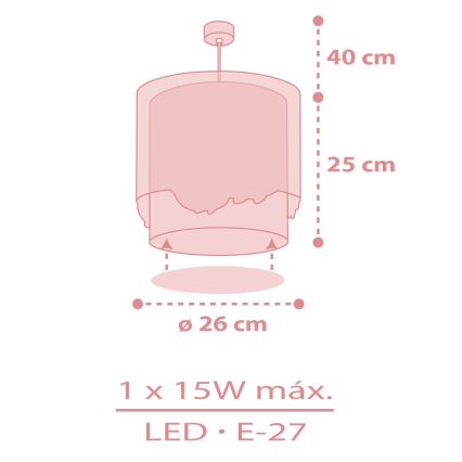 Dalber 61172S - Lámpara colgante infantil WHALE DREAMS 1xE27/15W/230V rosa