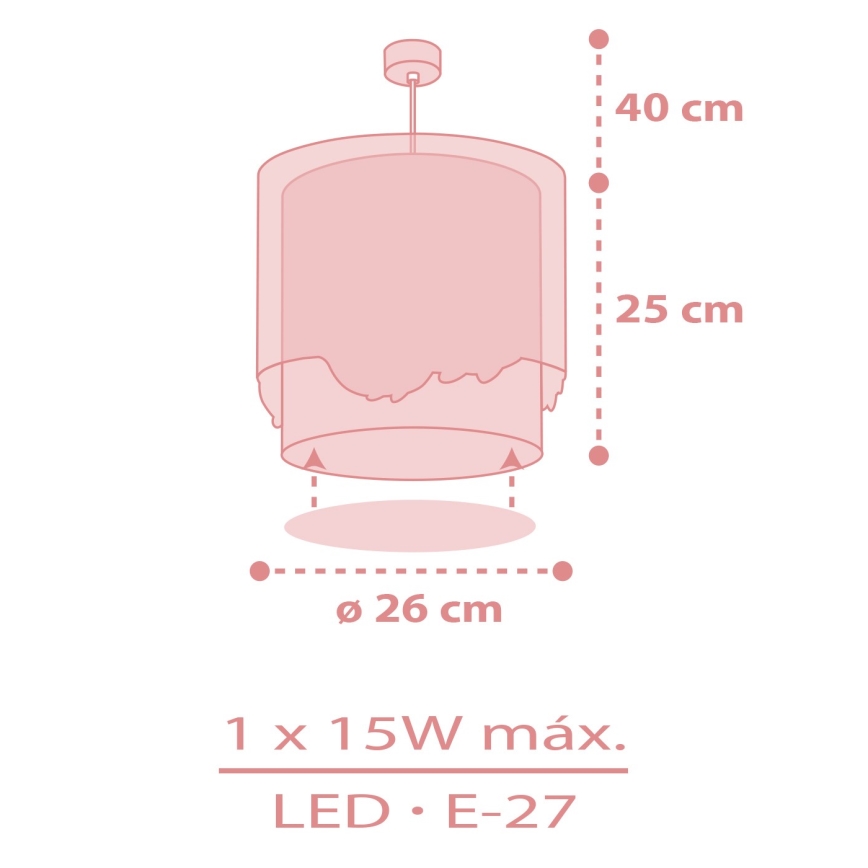 Dalber 61172S - Lámpara colgante infantil WHALE DREAMS 1xE27/15W/230V rosa