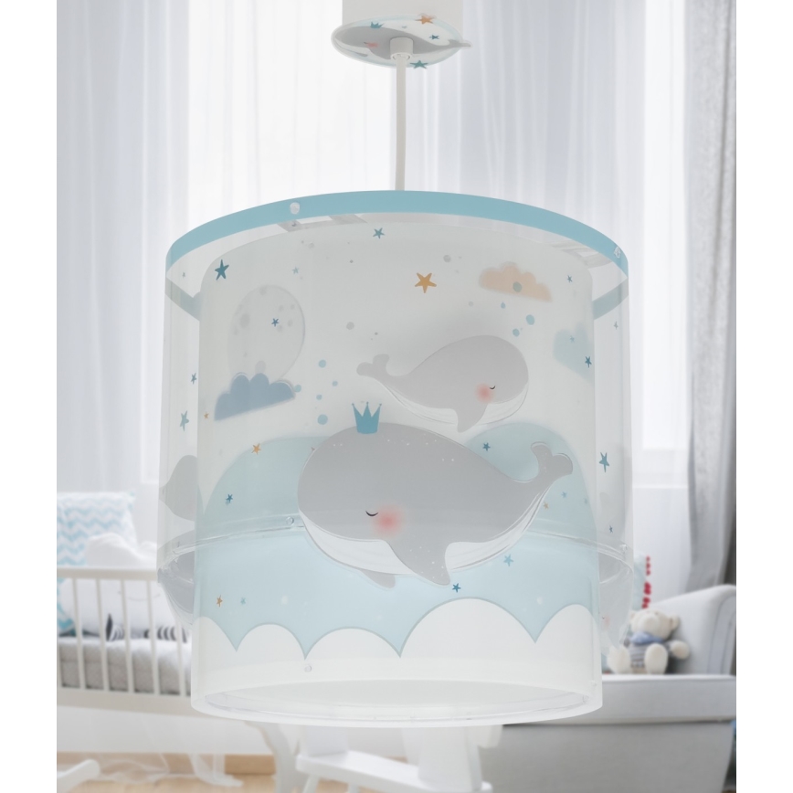 Dalber 61172T - Lámpara colgante infantil WHALE DREAMS 1xE27/15W/230V azul