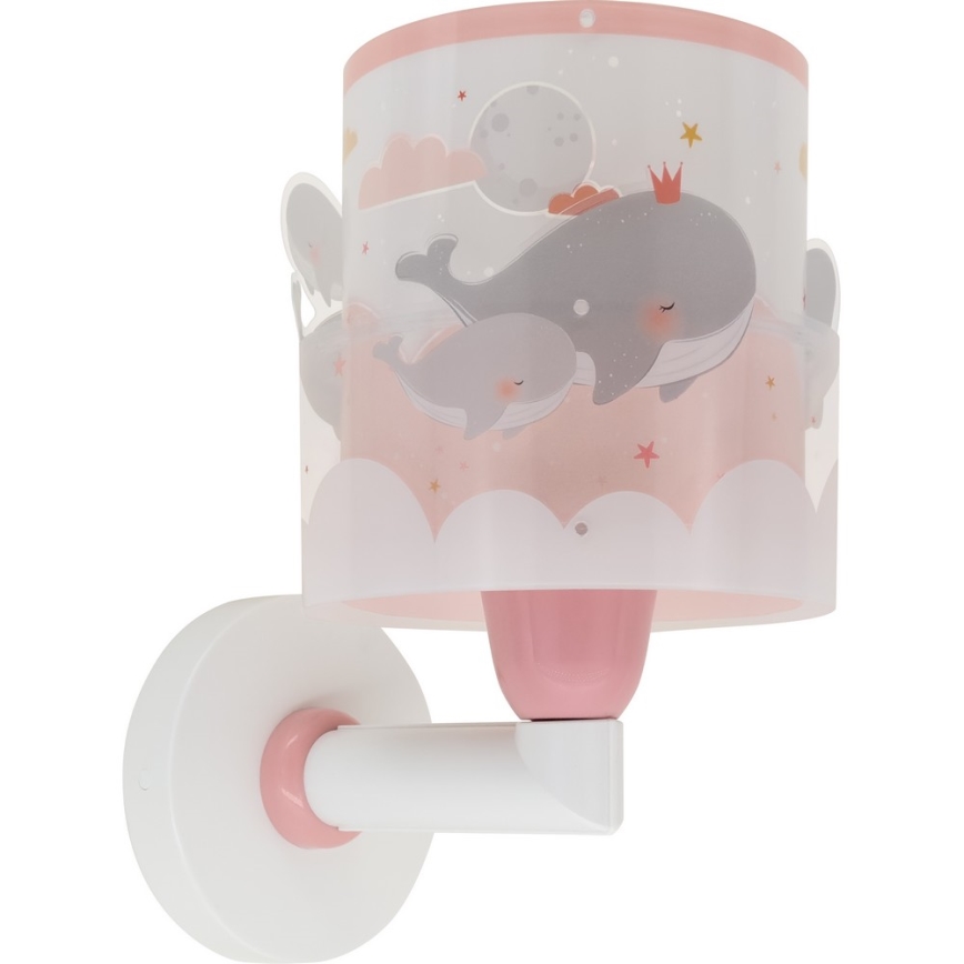 Dalber 61179S - Aplique infantil WHALE DREAMS 1xE27/15W/230V rosa