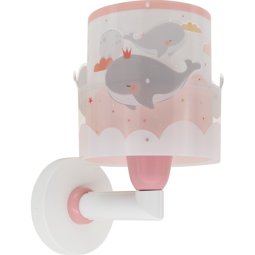 Dalber 61179S - Aplique infantil WHALE DREAMS 1xE27/15W/230V rosa