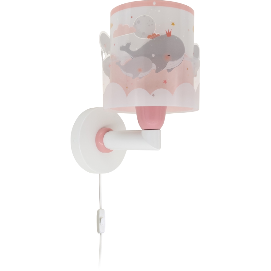 Dalber 61179S - Aplique infantil WHALE DREAMS 1xE27/15W/230V rosa