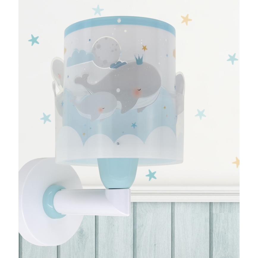 Dalber 61179T - Aplique infantil WHALE DREAMS 1xE27/15W/230V azul