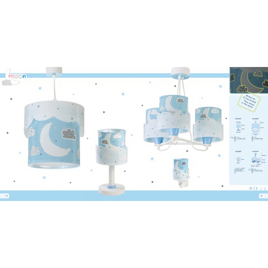 Dalber 61232T - Lámpara colgante infantil MOON 1xE27/60W/230V