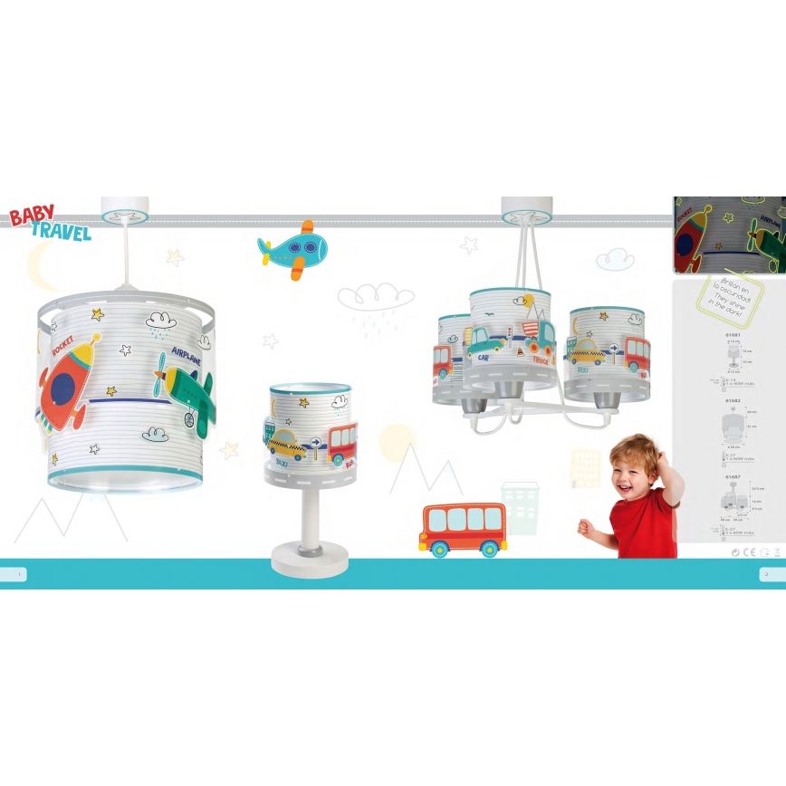 Dalber 61682 - Lámpara colgante infantil BABY TRAVEL 1xE27/60W/230V
