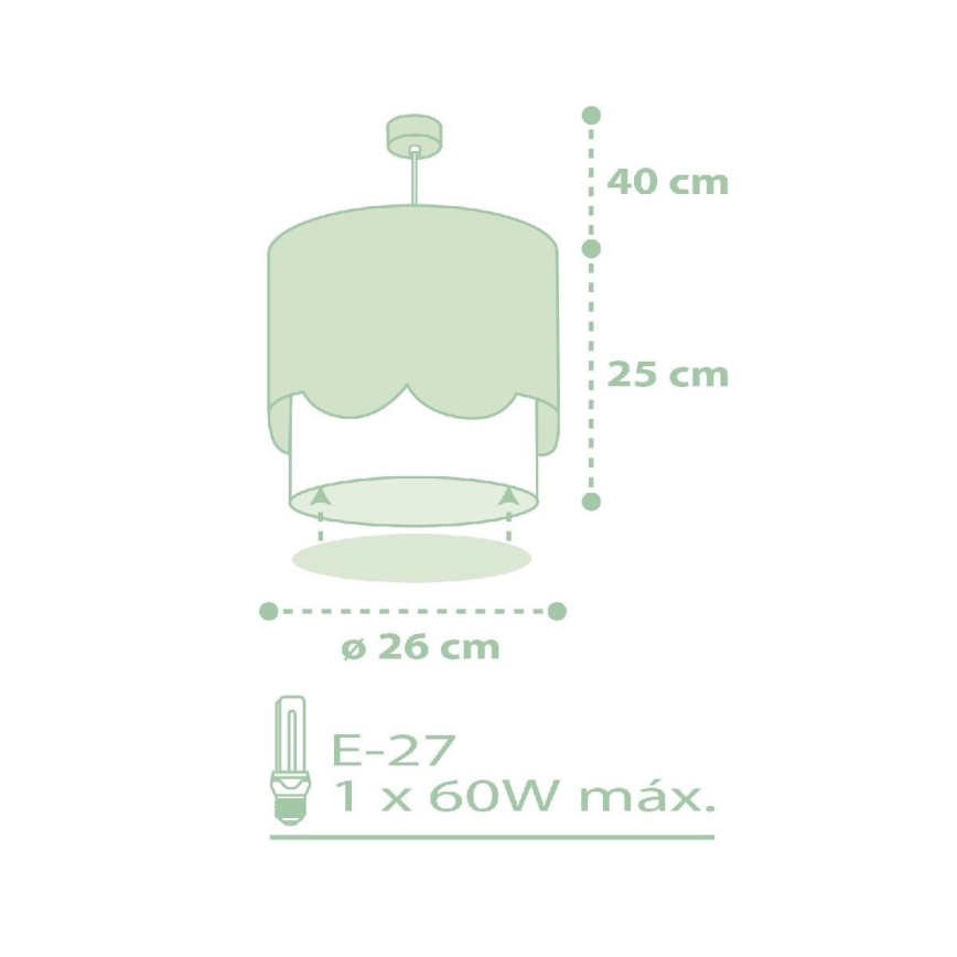 Dalber 61712H - Lámpara colgante infantil SWEET LOVE 1xE27/60W/230V verde