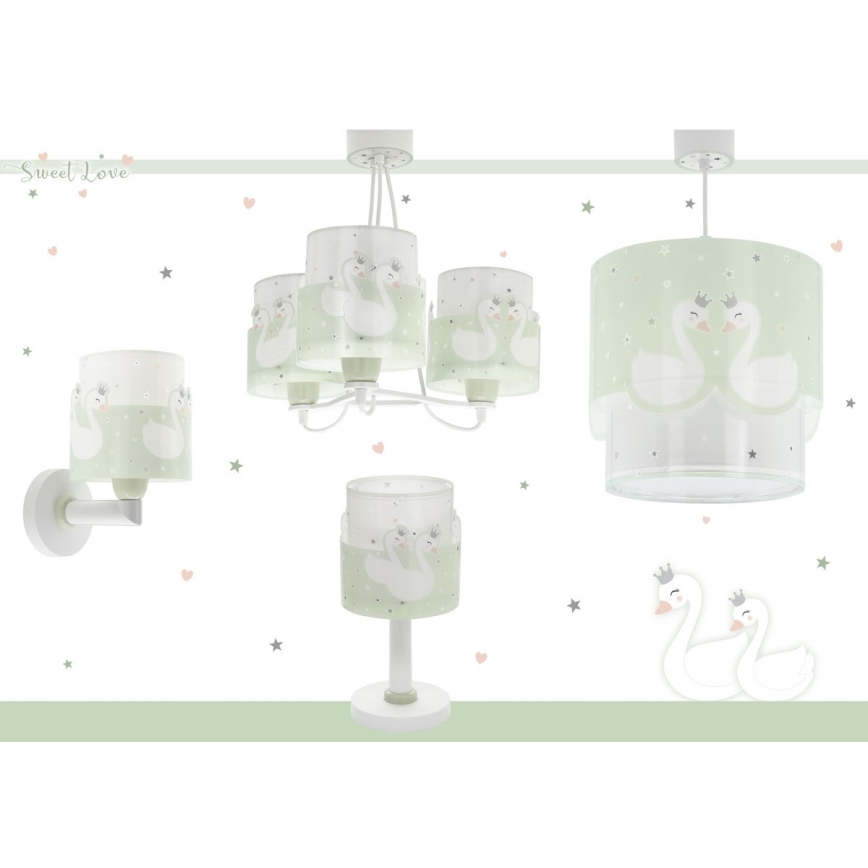 Dalber 61717H - Lámpara colgante infantil SWEET LOVE 3xE27/60W/230V verde