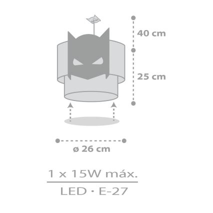 Dalber 61802 - Lámpara colgante infantil DARK HERO 1xE27/15W/230V