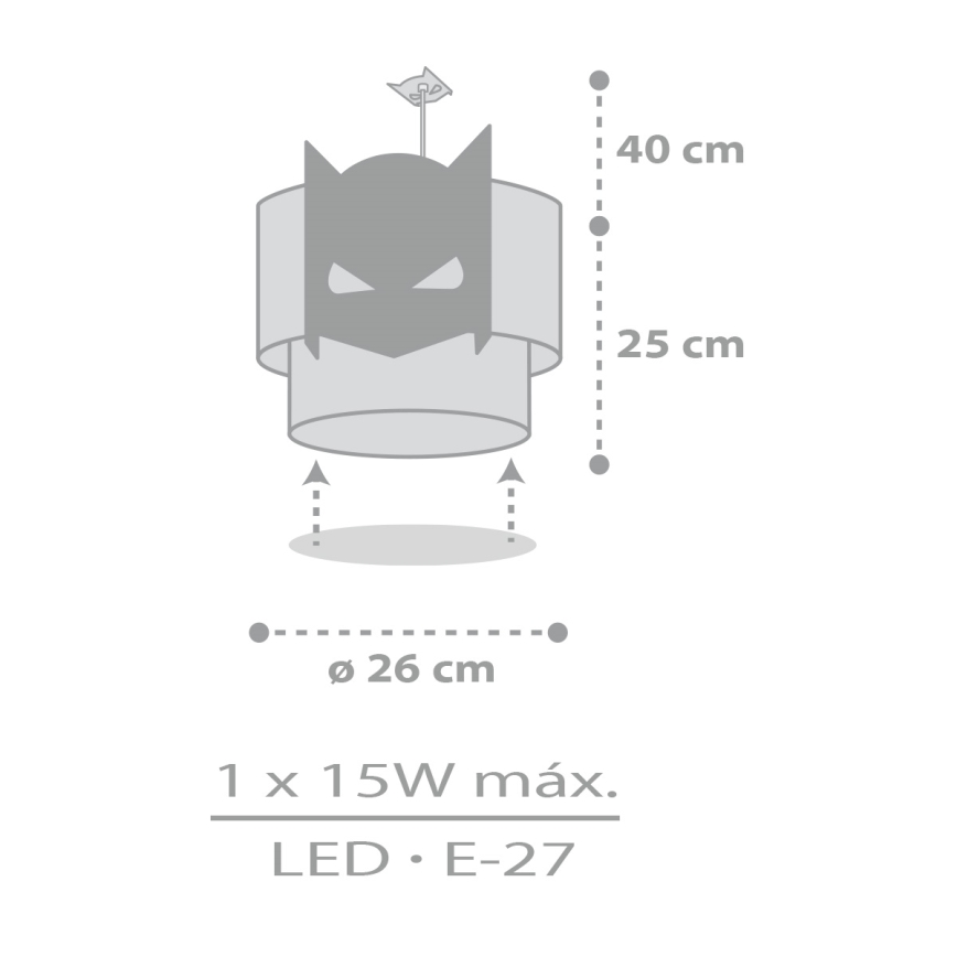 Dalber 61802 - Lámpara colgante infantil DARK HERO 1xE27/15W/230V