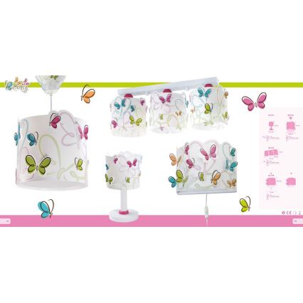 Dalber 62142 - Lámpara colgante infantil BUTTERFLY 1xE27/60W/230V