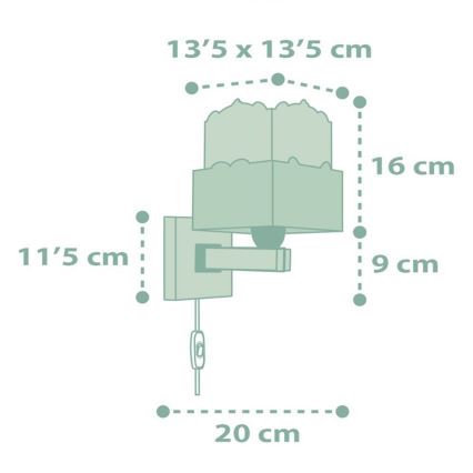 Dalber 63169H - Aplique infantil PANDA 1xE27/60W/230V verde