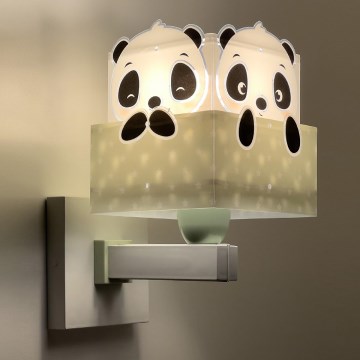 Dalber 63169H - Lámpara de pared infantil PANDA 1xE27/60W/230V verde