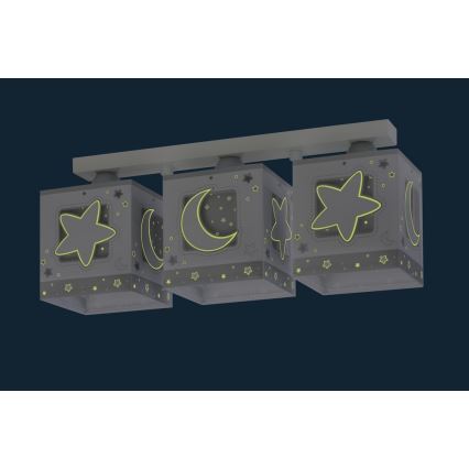 Dalber 63233NE - Plafón infantil MOONLIGHT 3xE27/60W/230V