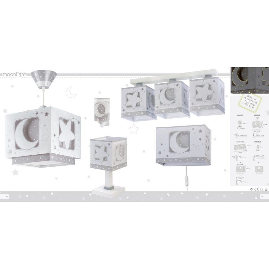 Dalber 63233NE - Plafón infantil MOONLIGHT 3xE27/60W/230V