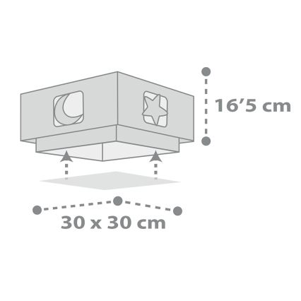 Dalber 63236E - Plafón infantil MOONLIGHT 2xE27/60W/230V gris