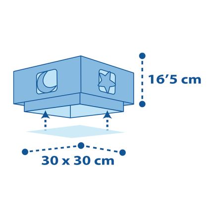 Dalber 63236T - Plafón infantil MOONLIGHT 2xE27/60W/230V azul