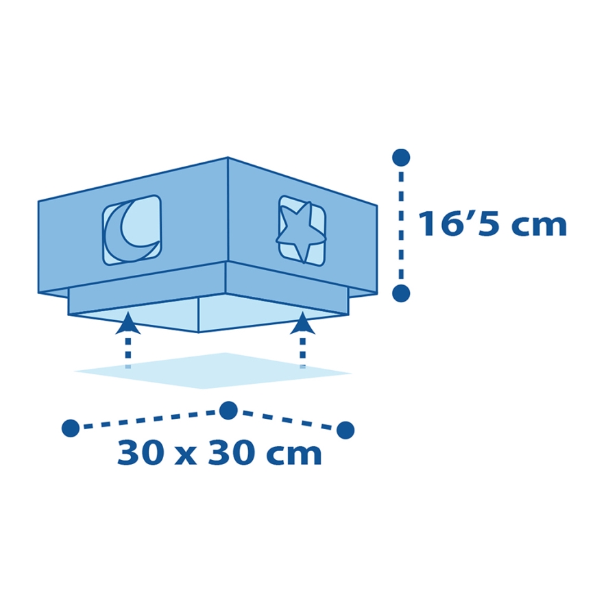 Dalber 63236T - Plafón infantil MOONLIGHT 2xE27/60W/230V azul