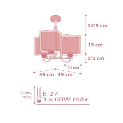 Dalber 63267S - Lámpara colgante infantil KOALA 3xE27/60W/230V