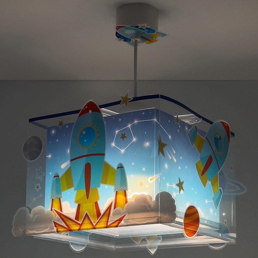 Dalber 63352 - Lámpara colgante infantil ROCKET 1xE27/15W/230V