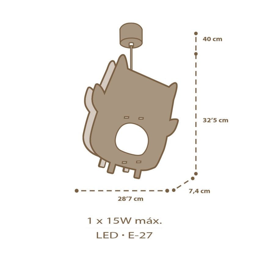 Dalber 63397 - Lámpara colgante infantil OWL 1xE27/15W/230V