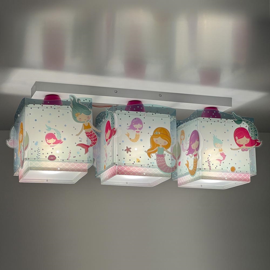 Dalber 63443 - Plafón infantil MERMAIDS 3xE27/60W/230V